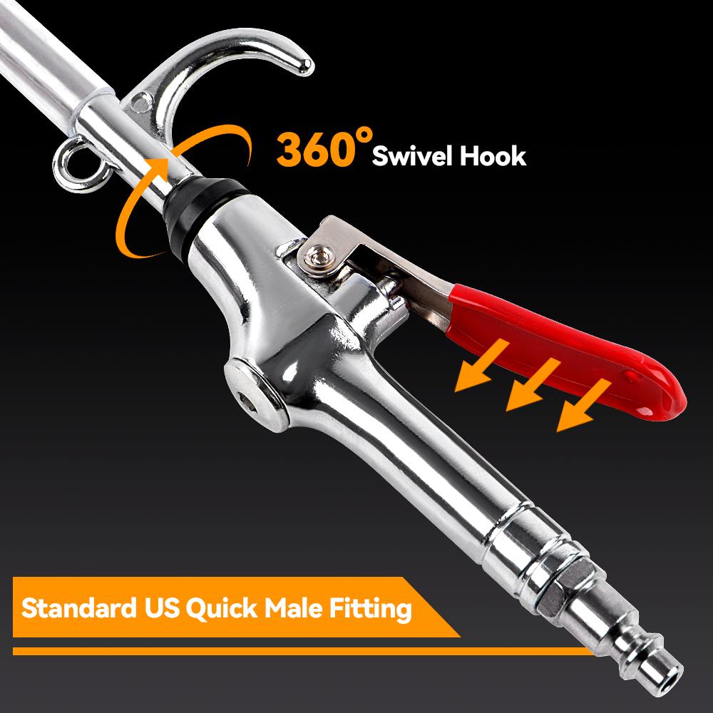 44-64CM Pistola ad Aria Compressa Industriale Estensibile Ugello Flusso d'Aria Estensibile in Acciaio Inossidabile Soffiatore d'Aria Pneumatico per Polvere d'Aria Rotazione a 360°