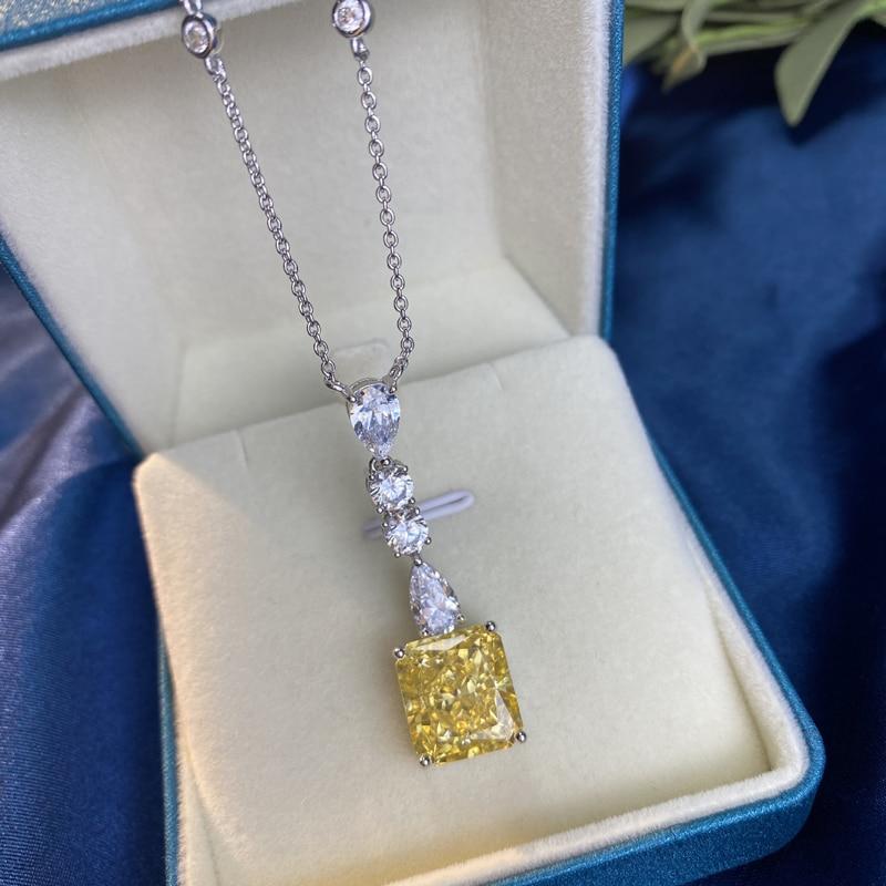 100 %925 Sterling Silver Sparkling Topaz High Carbon Diamond Pendant Necklace Wedding Party Bridal Fine Jewelry Wholesale