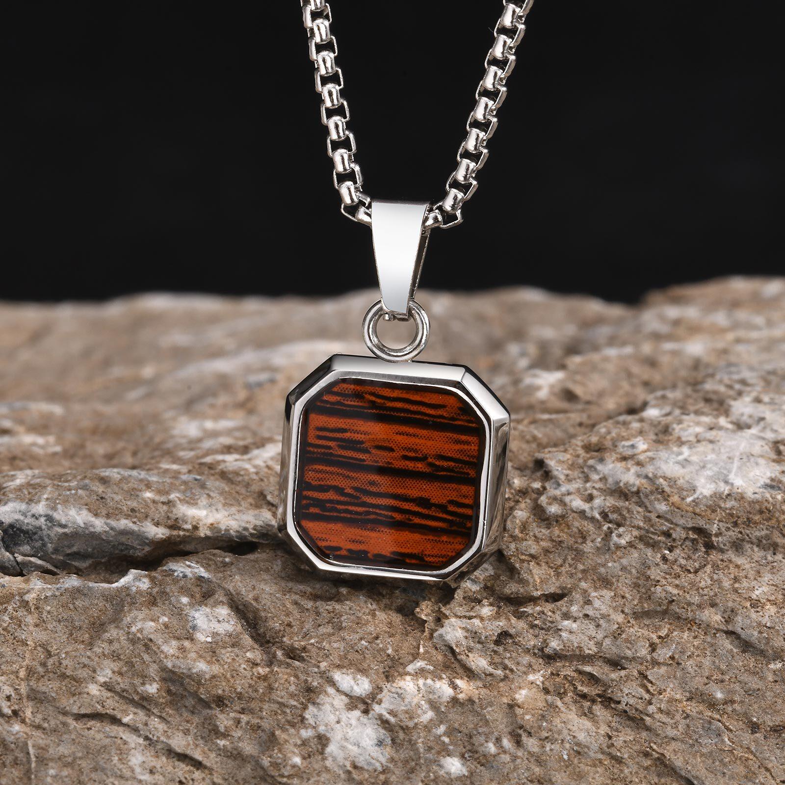 

Vnox Gentle Wooden Textures Pendant Necklaces, Black Geometric Square Charms Necklaces, Simple Wood Vintage Collar Jewelry 50cm