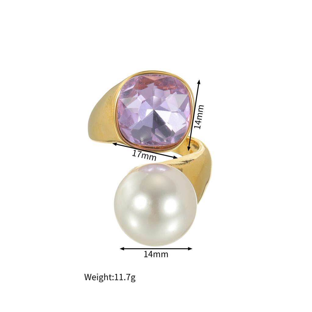 Edelstahl Vintage Zirkon Ringe für Frauen Verstellbar Retro Glänzender Stein Offener Ring Wasserdicht Weihnachts Schmuck Geschenk