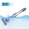 Close Includes 2 Replacement Blades Men's T-Shaped Razor, German-Made 6-Blade Shave, Washable/Shower-Safe, (Blue)
