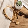 Brown Heart Pendant Choker Vintage Statement Jewelry Sweet Leopard Print Layered Necklaces  Date