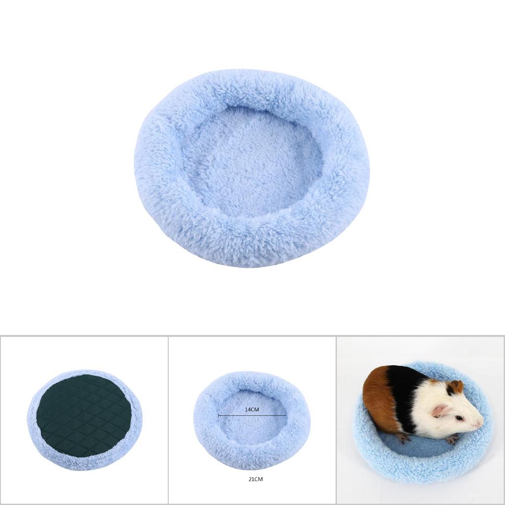 Soft Fleece Hamster Bed Hedgehog Squirrel Small Animal Warm Cuddle Cushion House Pad (Blue S)