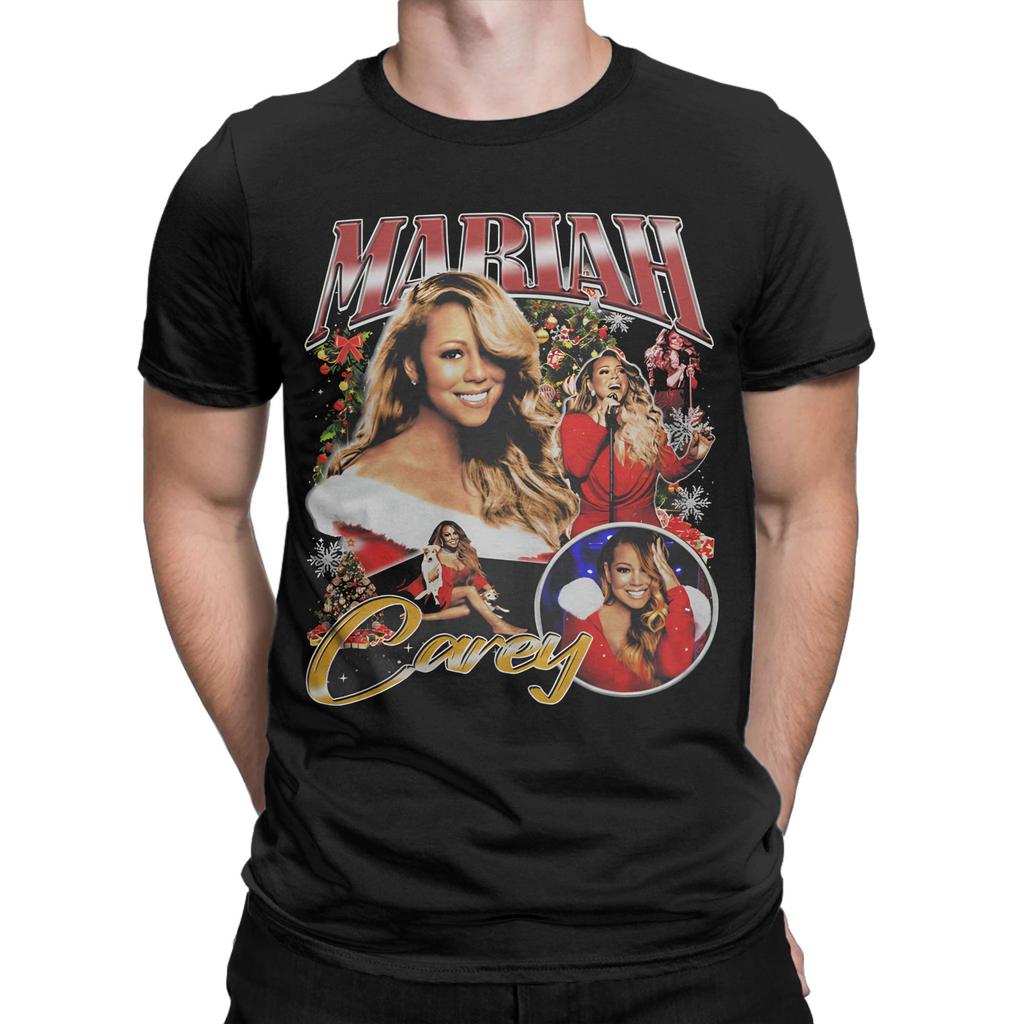 Mariahed Careys Merry Christmas Print T-Shirts für Männer Frauen Reine Baumwolle T-Shirt Kleidung