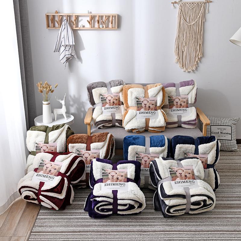 New Lamb Fleece Blanket - Solid Color, Double-Layer, Thickened Flannel for Children