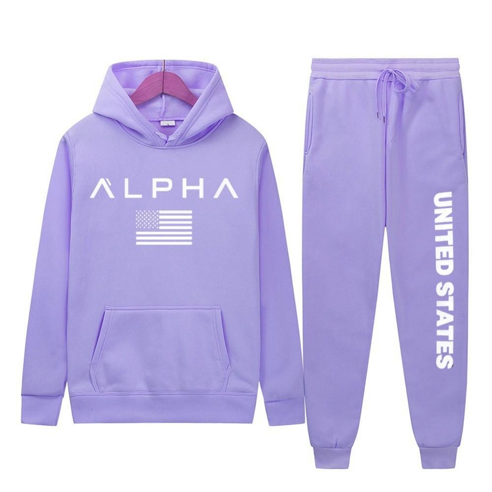 New letter printing two-piece hooded sweater autumn and winter men's casual sports hoodie men's