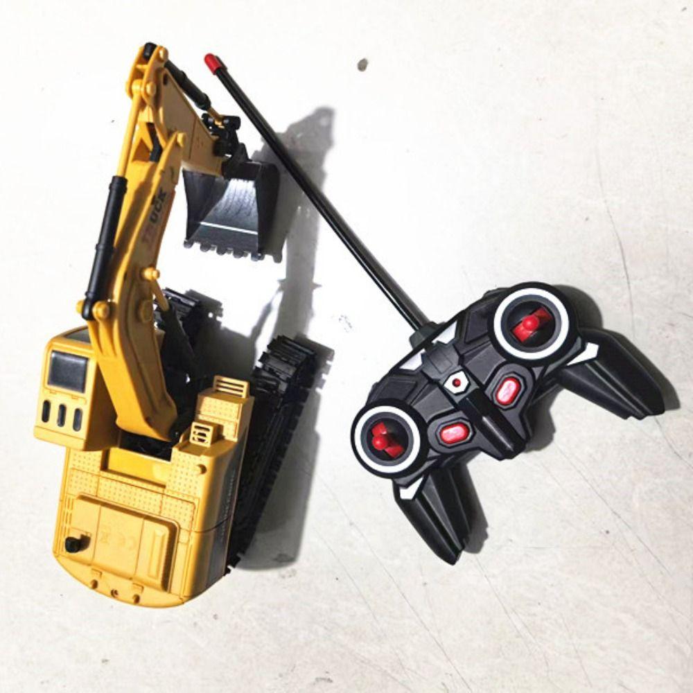 Yellow RC Excavator Toy Plastic Alloy Crawler Excavators Remote Control Excavator  Children's Gift