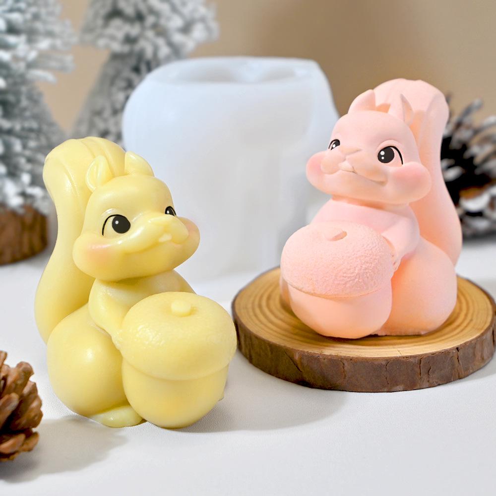 3D Niedliches Eichhörnchen Silikonform für handgemachte Aromatherapie-Kerzen und Gipsornamente