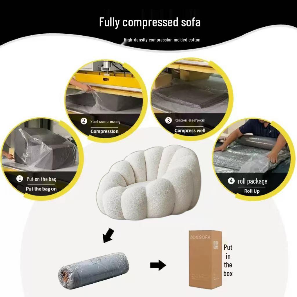 Pumpkin Style Cream Recliner: Comfy Single Sofa for Small Apartments