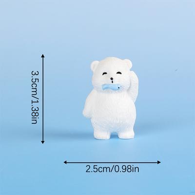 Mini Polar Bear Figurine Cartoon Penguin White Bear Micro Landscape Dollhouse Model Car Interior Ornament Home Desktop Decor