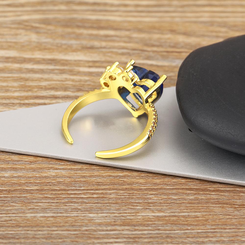 Nidin Korean Fashion Love Heart Zircon Open Rings 5 Colors for Female Cute Sweet Girls Romantic Wedding Gift Jewelry Accessories
