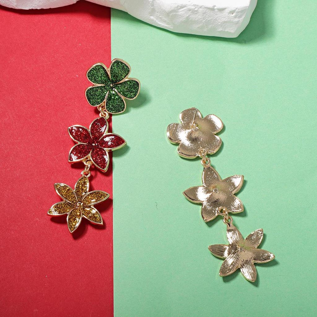Europäische & Amerikanische Legierung Blumenanhänger Ohrringe - Vielseitige Weihnachtsmode für Damen