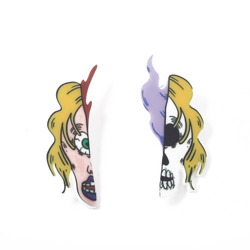 Full Hosting Eco-Friendly Acrylic Stud Earrings, Personalized Halloween Pumpkin Ghost Fear Face Earrings