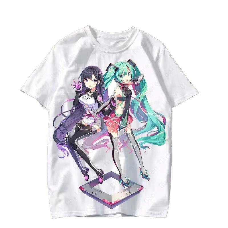 2026 Hot Selling Fashion New Anime Japanese Cartoon Characters Cute MIKU Summer Round Neck Top Pattern Tshirt Large