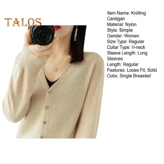 Frühlings-/Sommer-Strickjacke mit V-Ausschnitt, langen Ärmeln, gerippte Bündchen, Pullover, einfarbig, einreihig, dehnbare Strickmode