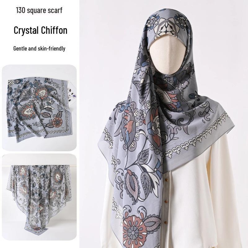 Damenmode 130x130 Seidenähnlicher Gaze Quadratischer Schal Stola - High-End, Leichtgewicht, Langer Schal