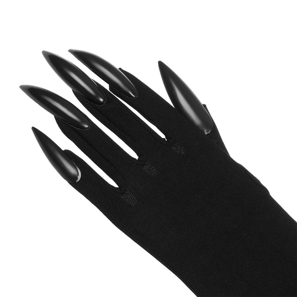Fashion Cosplay Black Long Nails Funny Gloves Dress Up Gloves Halloween Gloves Silver nail