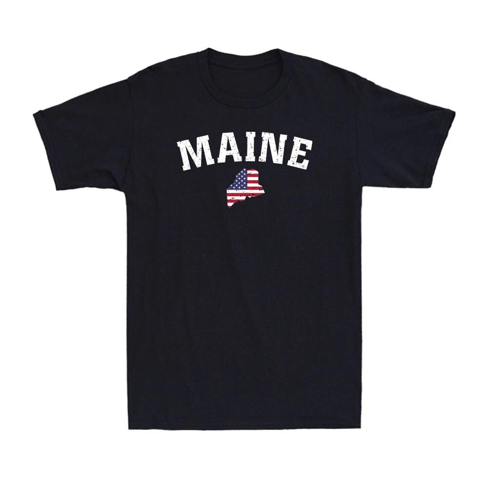 Maine US Flag Support Maine Pray For Maine Political Joke Vintage Men s Shirt M