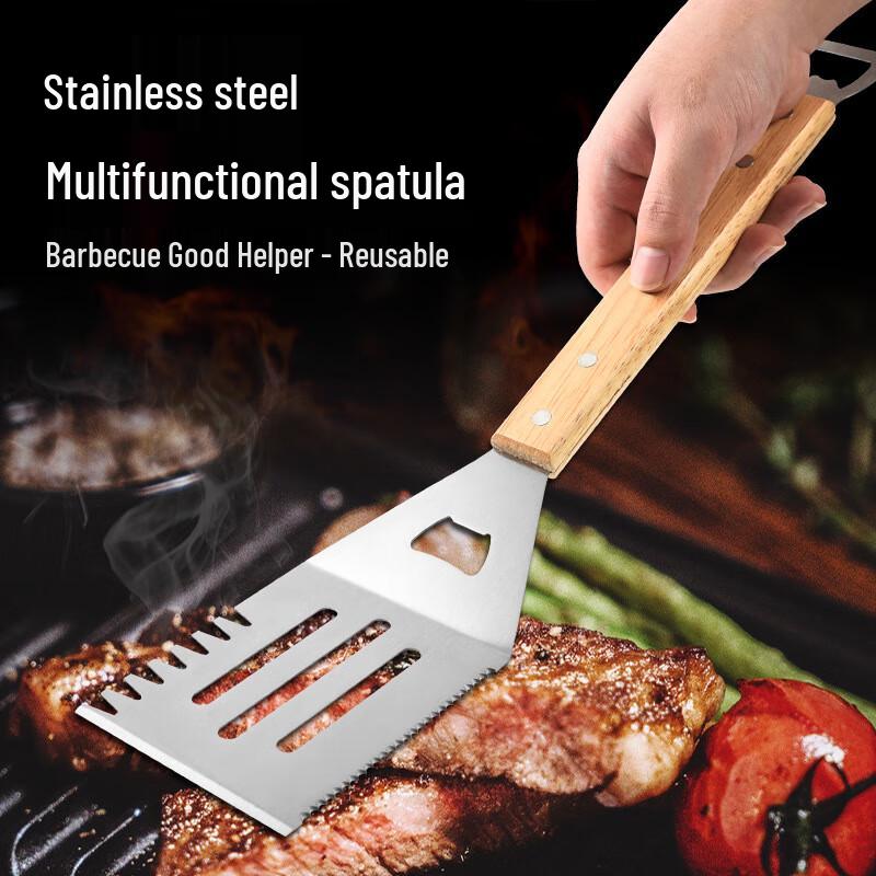 ZISIZ Wooden Handle Multi-Functional BBQ Spatula