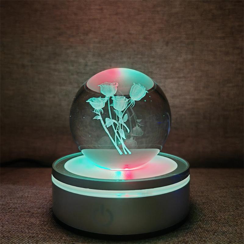 Solar System 3d kristallkula Kristallklot Laser snidad kristallkula med kulstativ Dekorativa planetsfärer Galaxy Födelsedagspresentprydnader