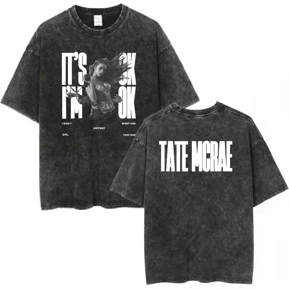 Tate Mcrae Greedy Album Tour Merch T Shirt Men Women Fashion Vintage Washed Short Sleeve Oversized Tshirts 100 Cotton T Shirts