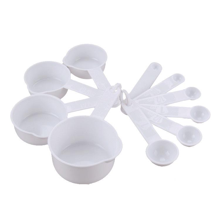 10-Piece Pink & White Plastic Measuring Spoon Set for Baking