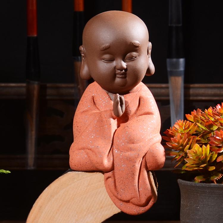 Zen Novice Monk Zisha Ceramic Figurine - Creative Home Tea Pet Ornament