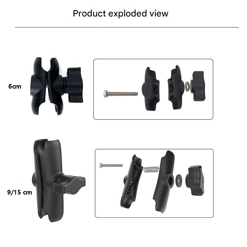 6/9/15CM Ram Mount Destek 1 İnç 25mm Bilyalı Çift Soketli Kol Tutucu ile Uyumlu Motosiklet Aksiyon Kamerası Kelepçesi Sigorta Tutucuları1