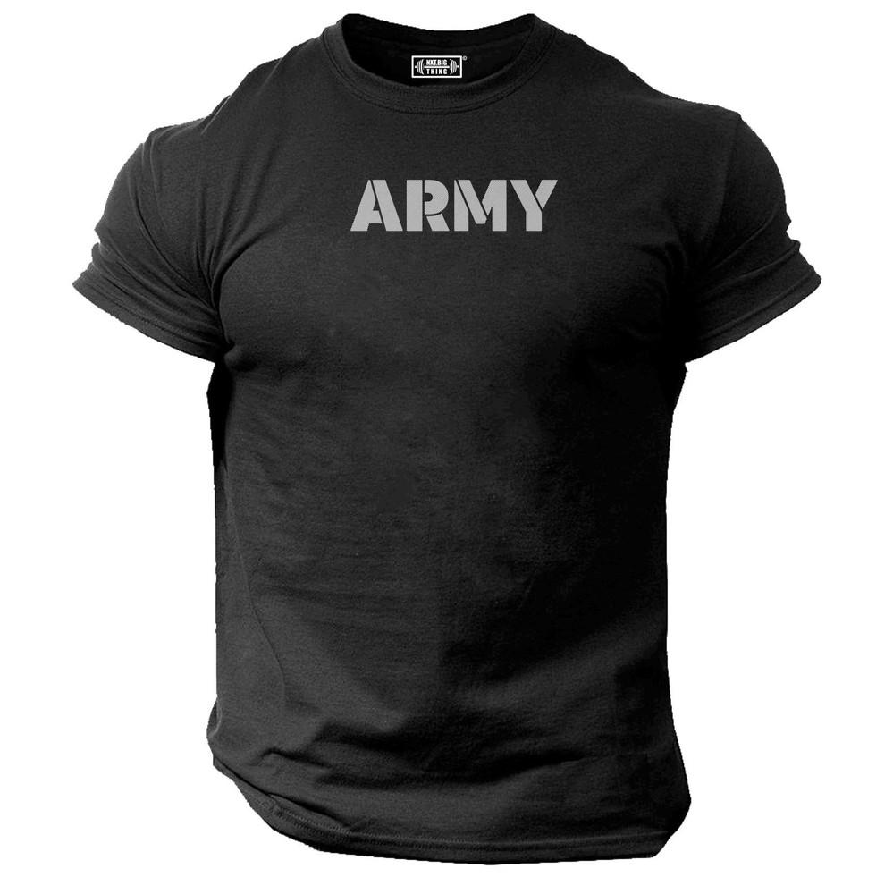 Army T Shirt Gym Clothing Bodybuilding Training Workout Exercise Boxing Mma Top
