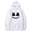Mens Marshmello Smiley Face Hooded Sweatshirt Loose Fit Cotton Blend Winter Pullover