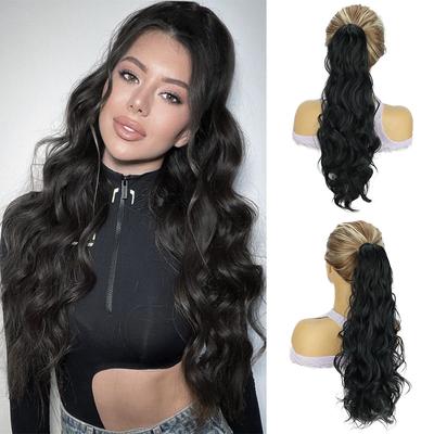 Synthetic Clip In Loose Curly Ponytail Wig High Temperature Fiber Extensions Easy To Wear Ponytail For Women Cosplay Party Wear