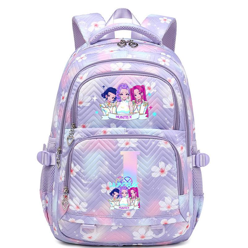 Anime Cartoon 26 Letter Print Backpack Campus Fashion Student Bag Large Capacity