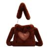 Fashion Love Heart Clutch Bag Versatile Women's 2023 New Fall Winter Large Capacity Shoulder Crossbody Bag Soft Plush Tote Bag