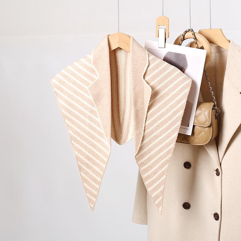 

Утепленный шарф-шаль Модная верхняя одежда Универсальная треугольная полосатая вязаная шаль Женский интеллектуальный вязаный жилет-кардиган 105*45CM