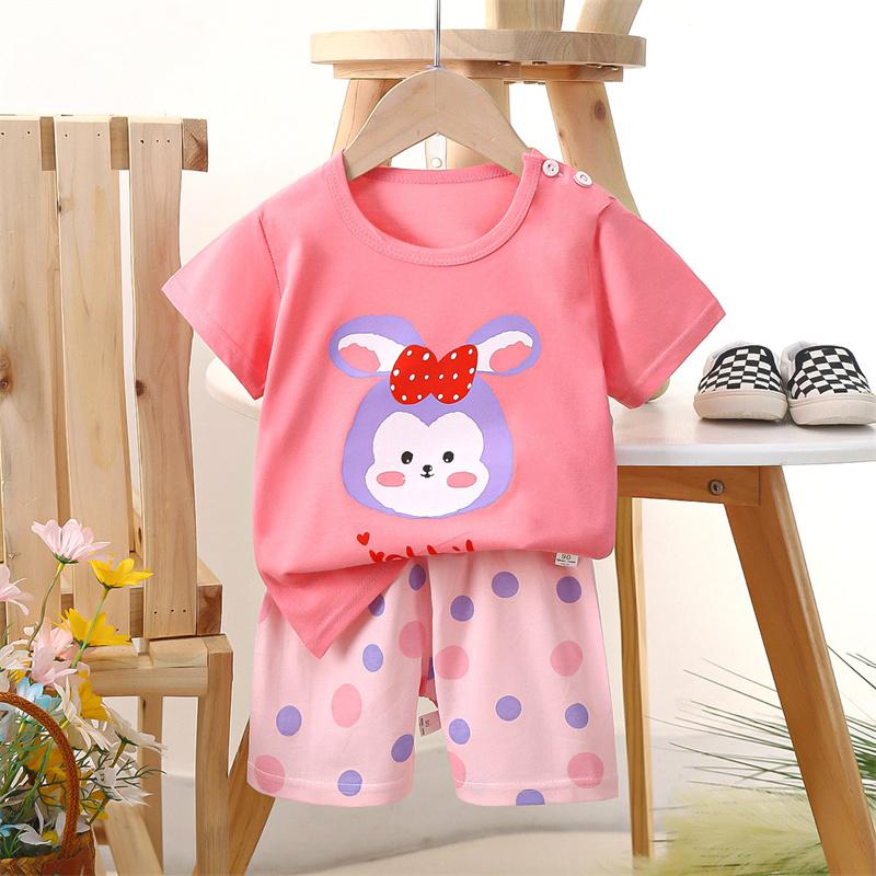 2026 Summer Kids O-Neck Short Sleeve Top Suits Baby Spring Cartoon Short Pant Two-pieces Set Suit for Girl Boy