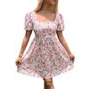 Summer Women's Temperament Square Neck Floral Dresses Chic Comfortable and Versatile Temperament Elegant Casual Women's Clothing Gentle Lady's Dress