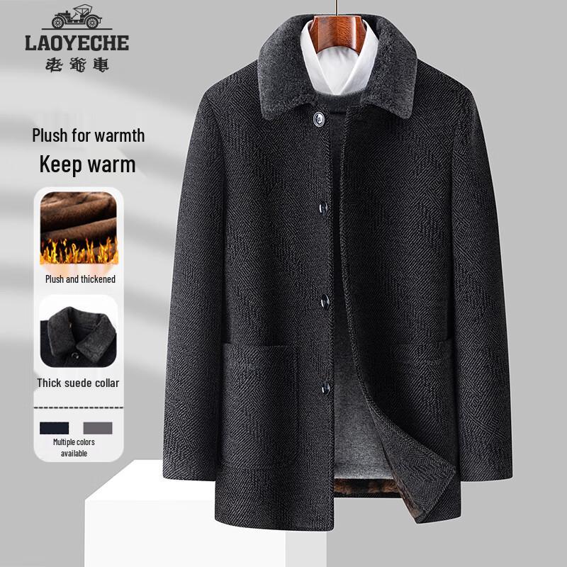 

Men s Winter Mid-Length Thickened Chenille Overcoat with Fur Collar 4XL