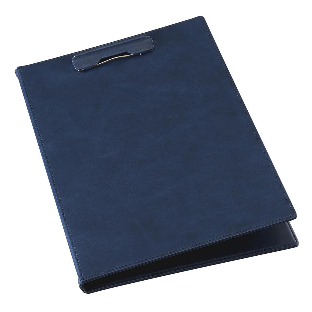 Sekisei BelPosto A4 Clip File Navy Blue, Premium PU Leather Clipboard Folder with Cover, Pen Holder and Card Pocket for Business Office, Holds 50 Shee