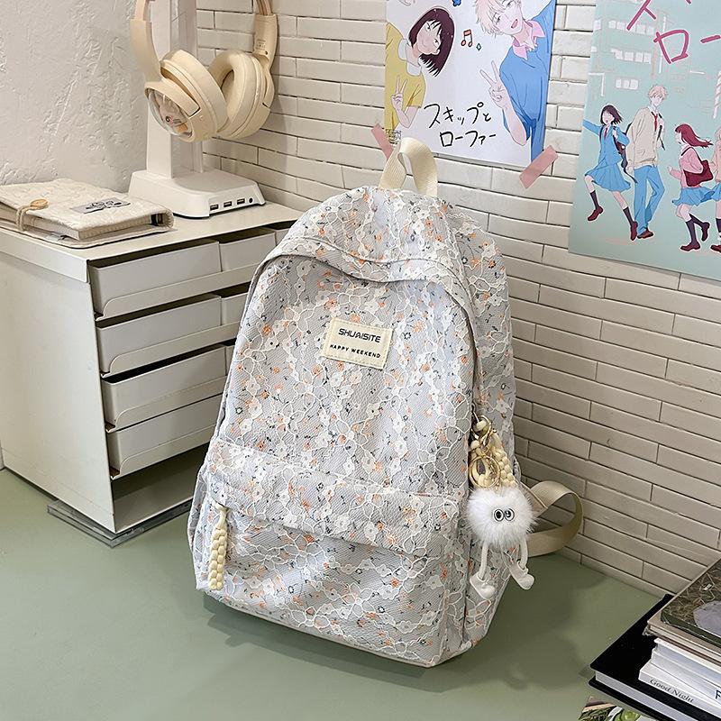 New high-value Japanese schoolbag ins niche backpack girl college student versatile junior high school floral backpack