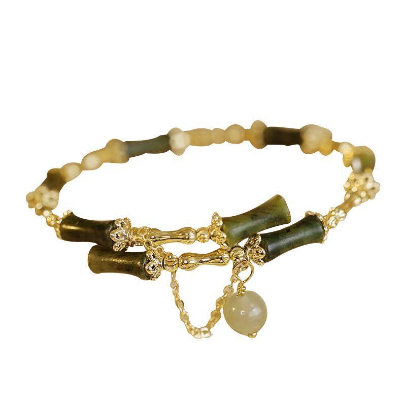 [Green Plum Wine] New Chinese Style Bamboo Knot Bracelet for Women, Ins Niche Design Bracelet
