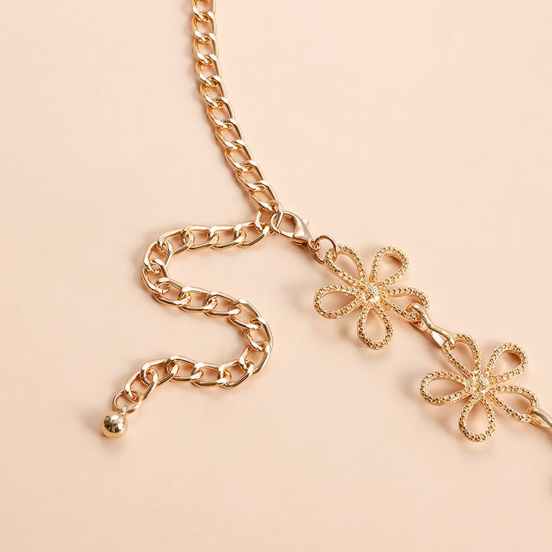 Vintage Metal Cut-Out Flower Chain Ethnic Style Body Chain Casual Decoration Stitching Waist Chain Women