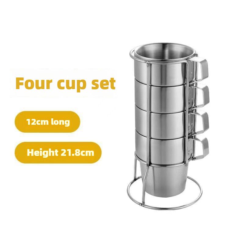 Stainless Steel Insulated Coffee Mugs Set of 4(300ML) Double Wall Cups with Handle,Shatterproof Cups for Cold and Hot Beverages