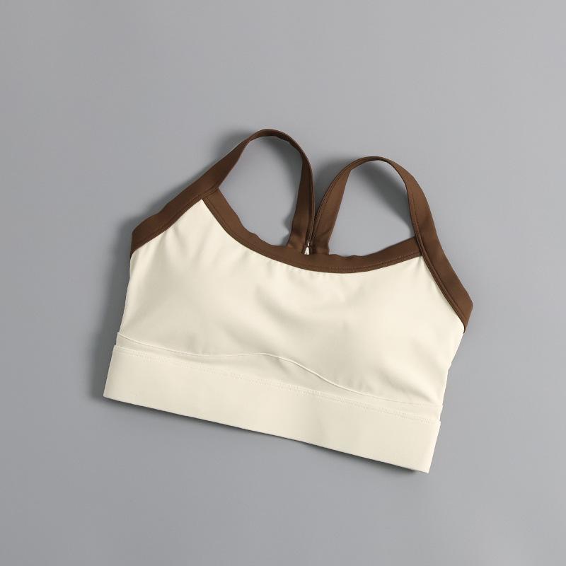 Women's Shockproof Color-Blocked Sports Bra: Quick-Dry, High-Intensity Yoga Top with Integrated Fixed Cups