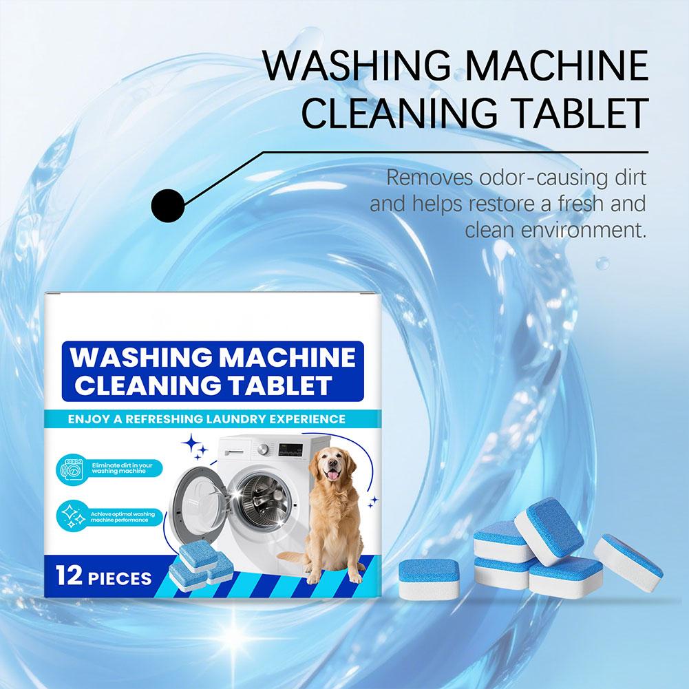 12PCS Washing Machine Cleaner Tablets For Bathroom Front Top Load Washer Deep Clean Powerful Stain Removal Odor Eliminator Tools