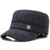 Middle-aged and Elderly Hats Men's Autumn and Winter Woolen Warm Flat-top Hats Five-star Thickened Dad Hats Grandpa Hats Peaked Hats