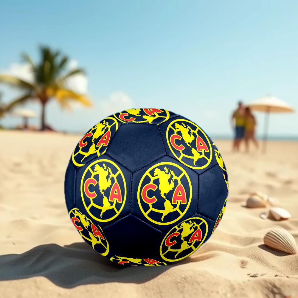 Club America Logo Soccer Ball, Colorful, Suitable for All Ages, Machine-stitched, PVC Material, Competition Grade, Durable and High Bounce