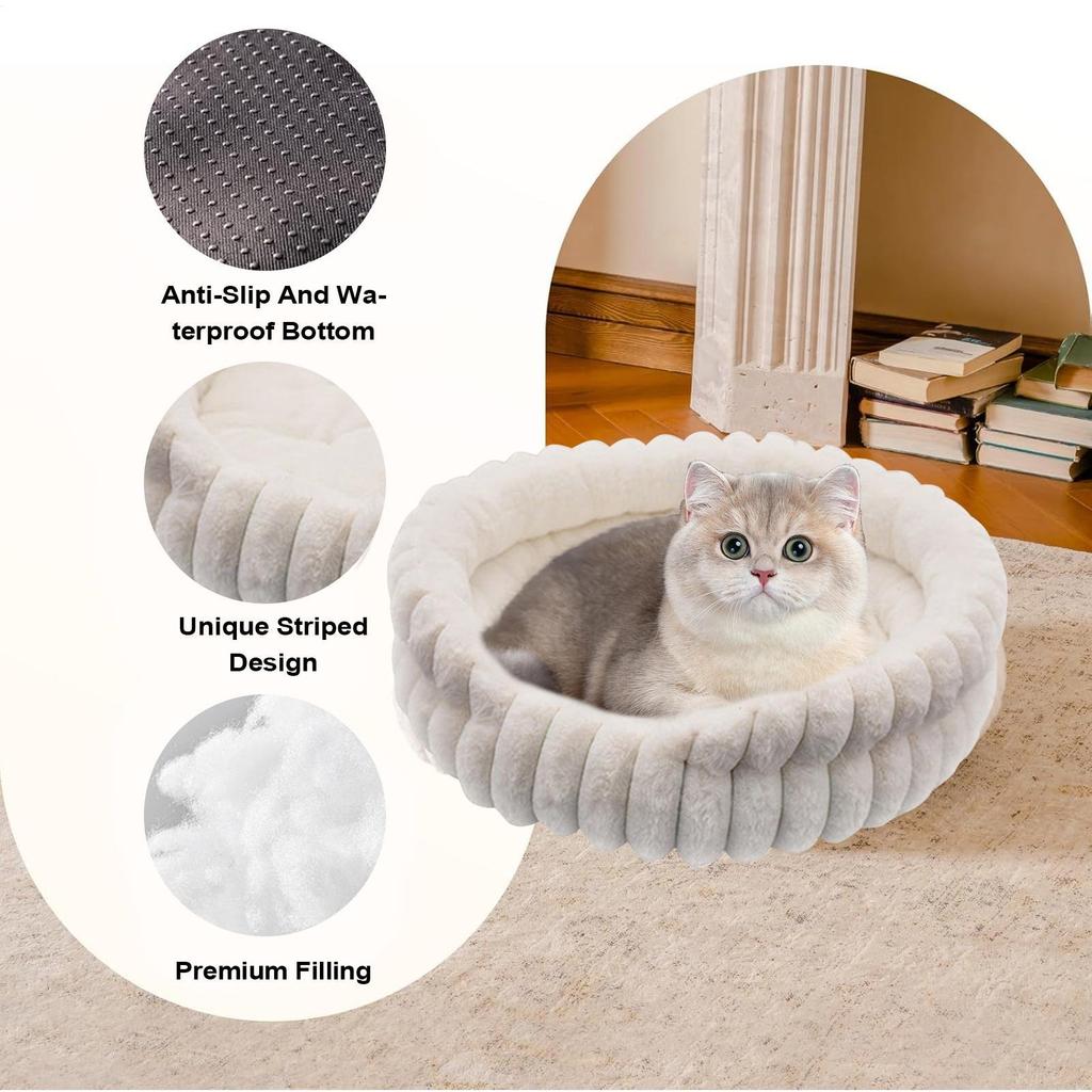 Pet Beds For Cats Beds For Indoor Cats Donut Round Supplies For Sleeping Puppy Winter Animal Outdoor Calming Travel Cold Weather