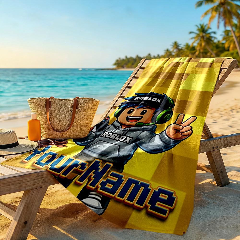 Roblox Customized Name Beach Towel Quick-Dry Soft Microfiber Portable for SwimmingBeachCamping Travel Beach AccessoriesGym