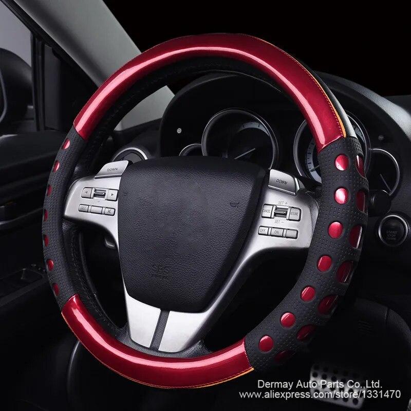 DERMAY Auto Lenkradbezug Wasserdichtes Leder Weiches Gummi Kindersicher Lenkradbezug Vier Jahreszeiten Universal Autozubehör