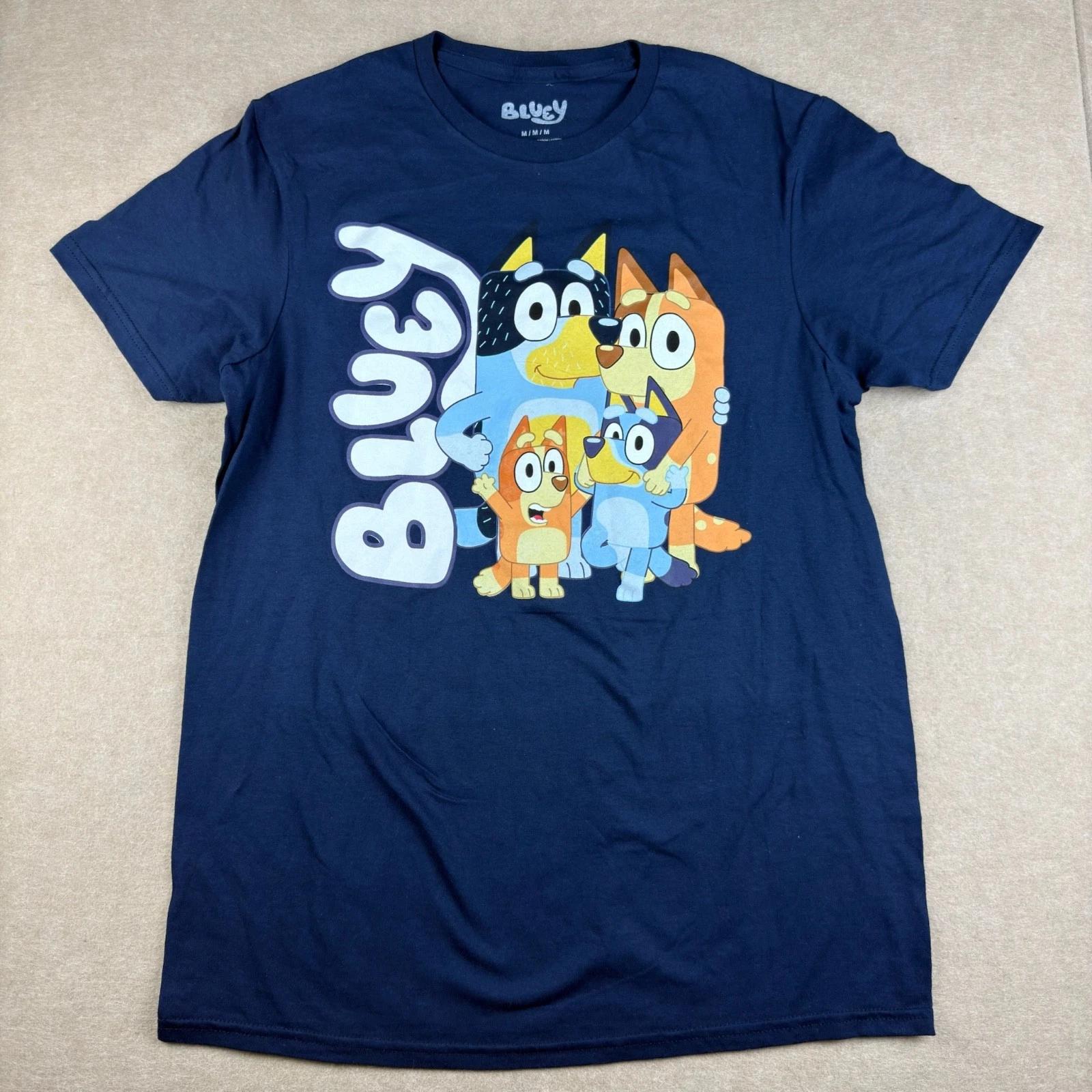 

Bluey Family Graphic Tee Unisex Medium Navy Blue Cartoon Short Sleeve Shirt S